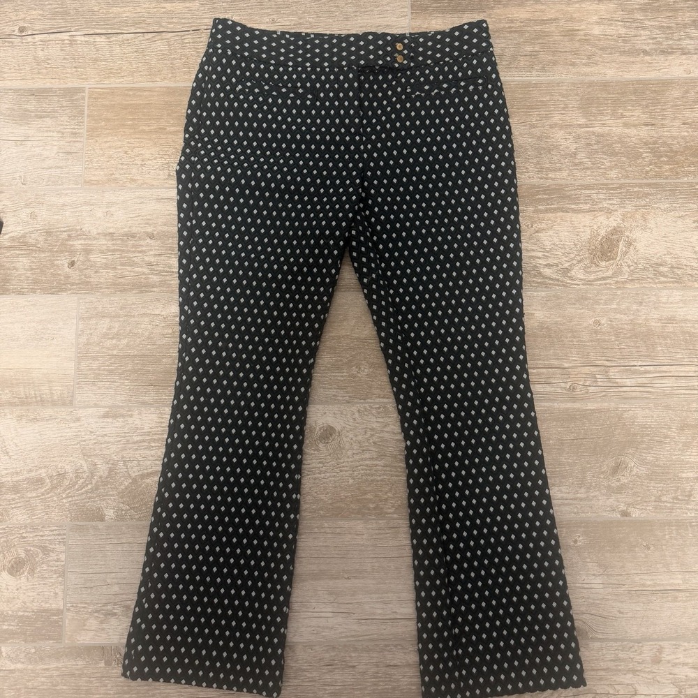 Cartonnier Anthropologie Charlie Crop Flare Pants Size 2 Green Teal Tweed - Picture 2 of 11
